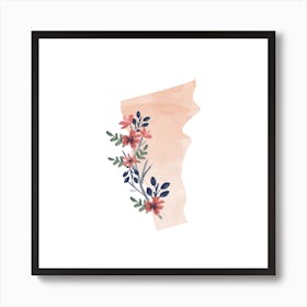 Vermont Watercolor Floral State Art Print