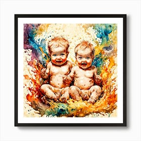 Twins In Water Art Print