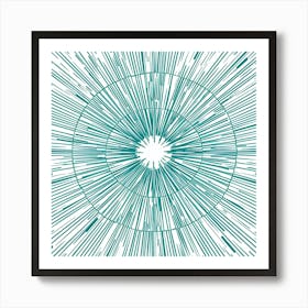  'Aqua Zenith', a minimalist masterpiece that captures the essence of tranquility through its crisp aquamarine sunburst design. The artwork's simplicity belies a complex interplay of light and space, evoking a sense of calm and clarity.  Minimalist Design, Tranquil Art, Aquamarine Aesthetic.  #AquaZenith, #SerenityArt, #MinimalistDesign.  'Aqua Zenith' is more than art—it's a meditative anchor for modern spaces, offering a breath of fresh air to any room. With its clean lines and soothing color, it embodies elegance and peace, making it an ideal choice for those seeking a touch of zen in their home or office. Art Print