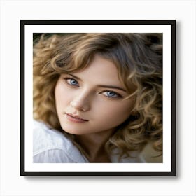 Beautiful Woman With Curly Hair Art Print