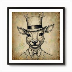 Deer In A Hat 4 Art Print