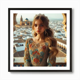 Beautiful Girl In Spanish Dress74 Art Print