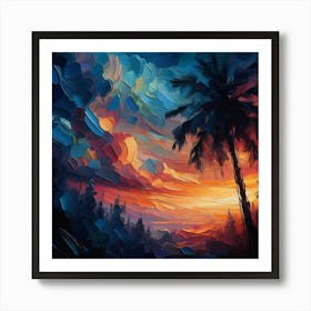 Sunset Oil Painting Art Print