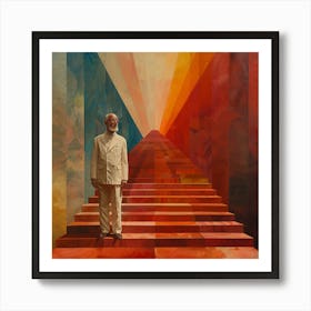 Man Standing On Stairs Art Print