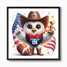 Cowboy Owl Art Print