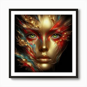 Golden Face Of A Woman Art Print