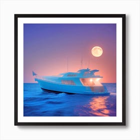 Yacht At Sunset Art Print
