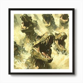 Dinosaurs In The Water T-Rex Art Print