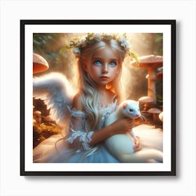 Little Girl With A Ferret Art Print