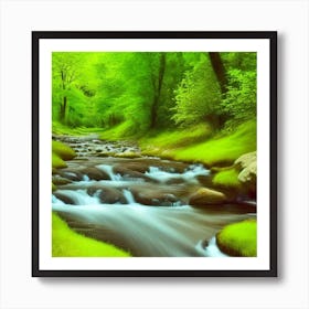 Stream In The Forest 25 Art Print