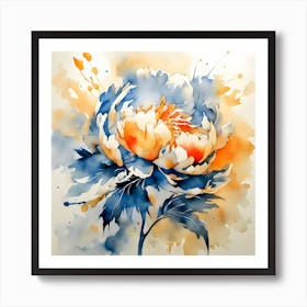 Peony Watercolor Painting Art Print