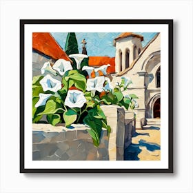 Bindweed Flowers In A Churchyard Art Print