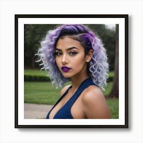 Purple Haired Woman oh Art Print