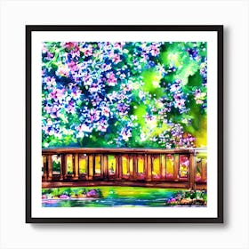 Bridge In Spring Art Print