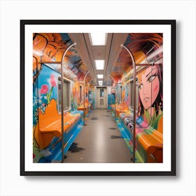 Subway Train With Graffiti Art Print
