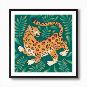 Dancing Jaguar Square Art Print