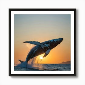 Humpback Whale Jumping Out Of The Water 2 Art Print