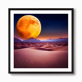 Full Moon In The Desert Art Print