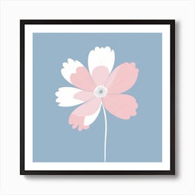 A White And Pink Flower In Minimalist Style Square Composition 57 Art Print