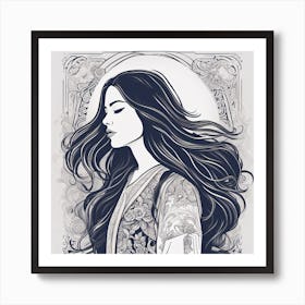 Woman With Long Hair Art Print