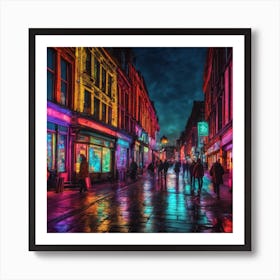 Glasgow City Centre At Night Art Print