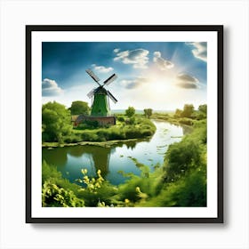 Water Green Nature View River Old Structure Light Electrical Sun Day Architecture Fauna (3) Art Print