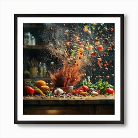 Splash Of Spices On The Kitchen Table Art Art Print