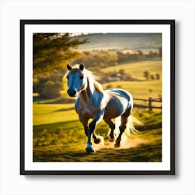 Horse Running In The Field Art Print