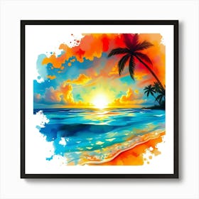 Sunset Watercolor Painting 1 Art Print