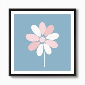 A White And Pink Flower In Minimalist Style Square Composition 303 Art Print