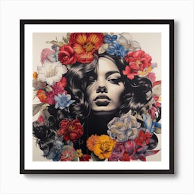 'A Woman With Flowers' Art Print