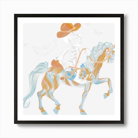 Skeleton Cowboy Riding Horse Halloween Rider Costume Art Print