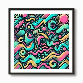 Retro Style Doodles Art Print