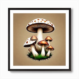 Mushrooms On The Grass 1 Art Print