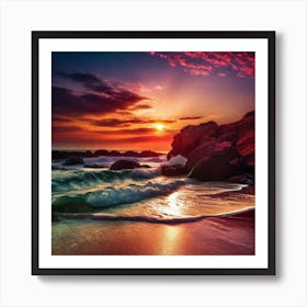 Sunset On The Beach 373 Art Print