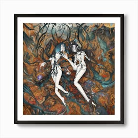 Two Women In Flames Art Print