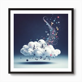 Music Notes On A Cloud Art Print