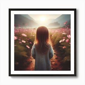 Little Girl In A Field Of Flowers 1 Art Print
