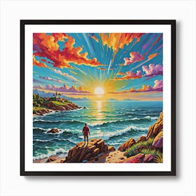 Sunset On The Beach Art Print