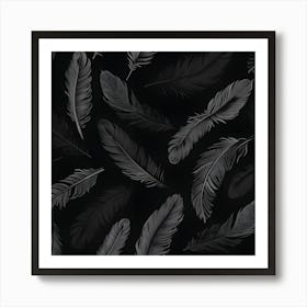 Feathers On Black Art Print