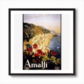 Vintage Travel Poster Amalfi Coast Italy Art Print