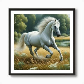 White Horse Running 1 Art Print