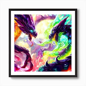 Two Dragons Fighting 3 Art Print