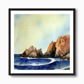 Watercolour  Of Rocks Art Print