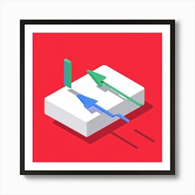 Bold Minimalistic Rectangular Arrows Conveying Directional Navigation Featured Centrally Against (4) Art Print