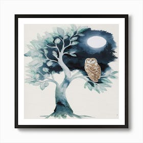 Owl In Tree Art Print