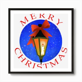 Merry Christmas Old Fashioned Candle Lamp Post Artwork 1 Art Print