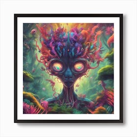 Imagination, Trippy, Synesthesia, Ultraneonenergypunk, Unique Alien Creatures With Faces That Looks (23) Art Print