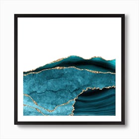 Teal & Gold Agate Texture 30 Art Print