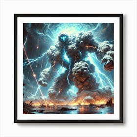 A Sci Fi Depiction Of Brontus, The Cloud Colossus, Charge Overload Art Print